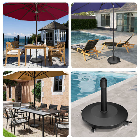 Pellebant 40 Lbs Market Umbrella Base With Wheels White