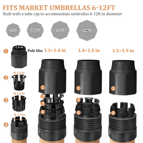 Pellebant 55 lb. Metal Cement Pouring Patio Umbrella Base with Wheels in Wood-Grain
