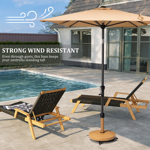 Pellebant 55 lb. Metal Cement Pouring Patio Umbrella Base with Wheels in Wood-Grain