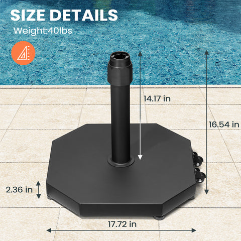 Pellebant Heavy-Duty Cement Patio Umbrella Base with Wheels