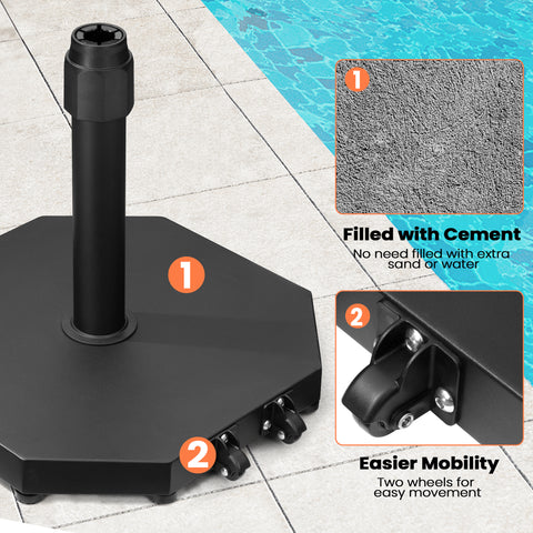 Pellebant Heavy-Duty Cement Patio Umbrella Base with Wheels