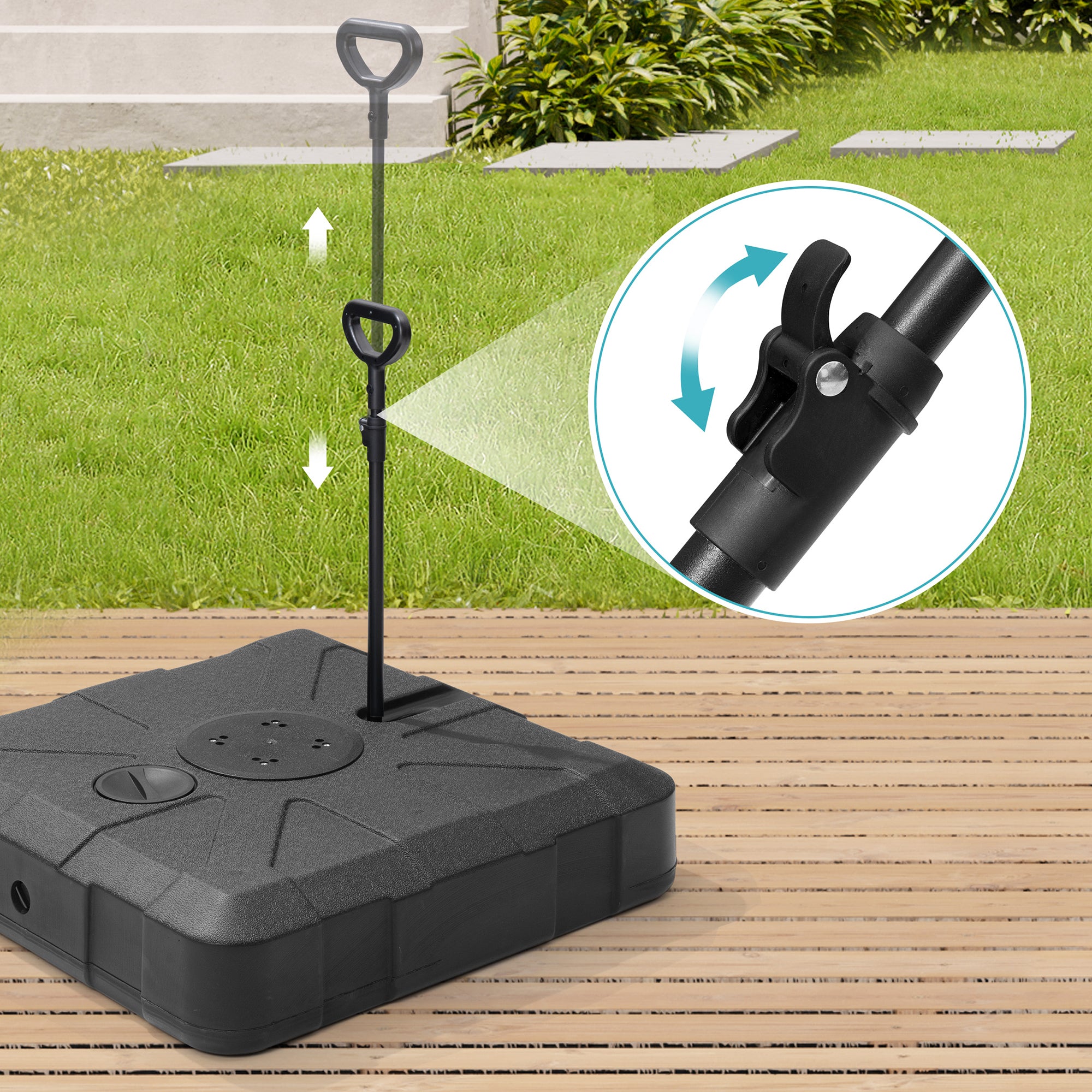 Pellebant Heavy-Duty Fillable Patio Umbrella Base Stand with Wheels for Cantilever Umbrellas