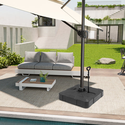 Pellebant Heavy-Duty Fillable Patio Umbrella Base Stand with Wheels for Cantilever Umbrellas