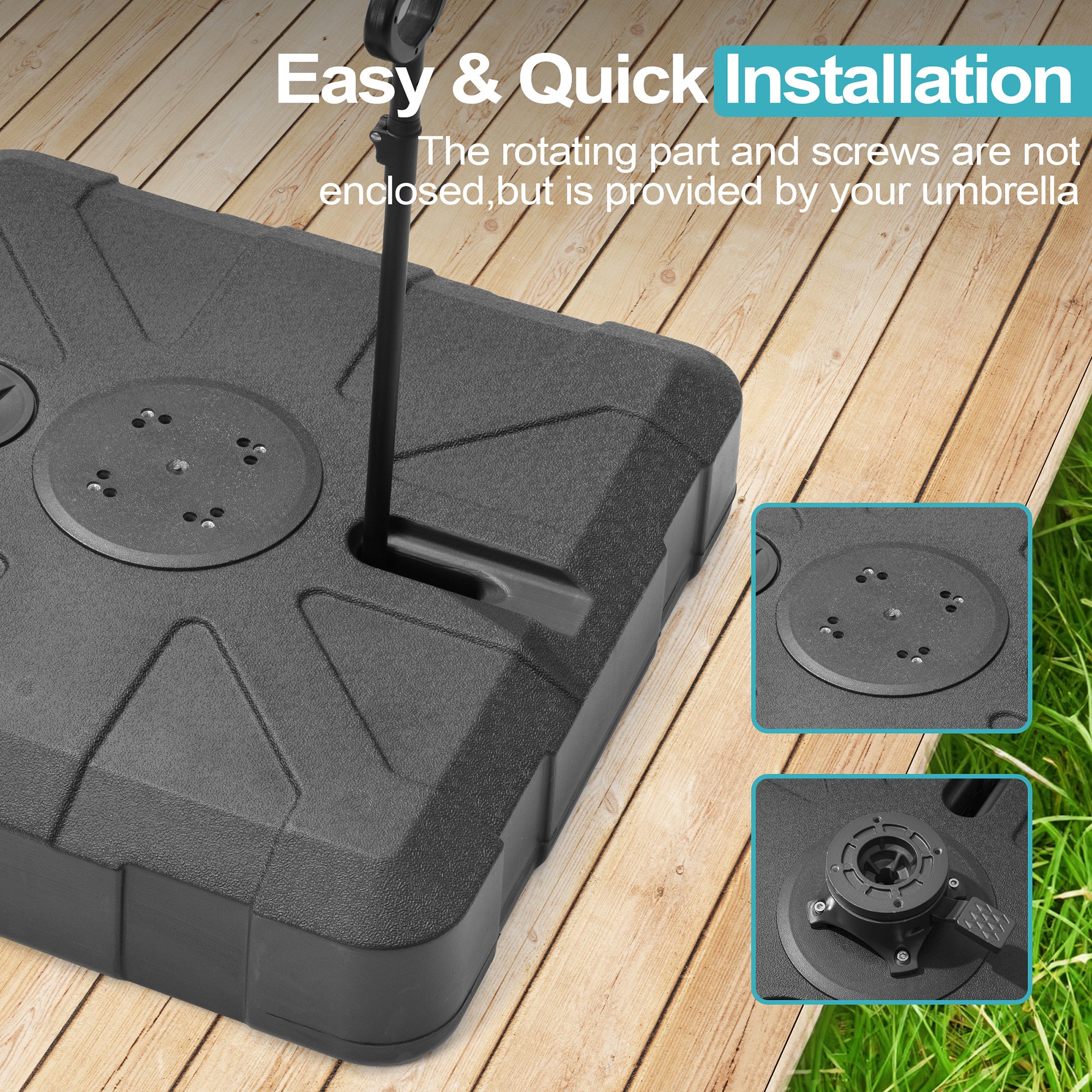 Pellebant Heavy-Duty Fillable Patio Umbrella Base Stand with Wheels for Cantilever Umbrellas