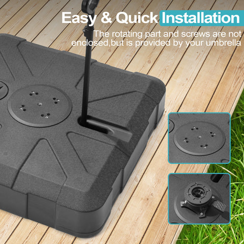 Pellebant Heavy-Duty Fillable Patio Umbrella Base Stand with Wheels for Cantilever Umbrellas