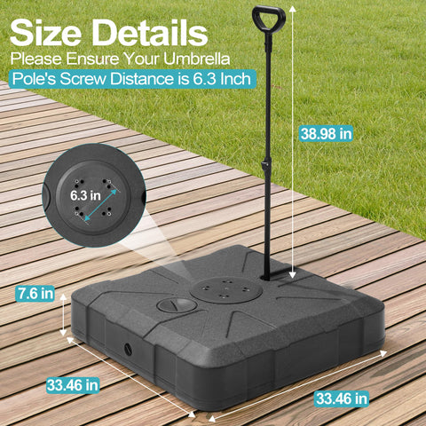 Pellebant Heavy-Duty Fillable Patio Umbrella Base Stand with Wheels for Cantilever Umbrellas
