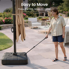 Pellebant Heavy-Duty Fillable Patio Umbrella Base Stand with Wheels for Cantilever Umbrellas