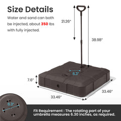 Pellebant Heavy-Duty Fillable Patio Umbrella Base Stand with Wheels for Cantilever Umbrellas