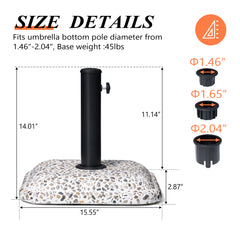 Pellebant 45lbs Heavy Duty Cobble Cement Patio Umbrella Base