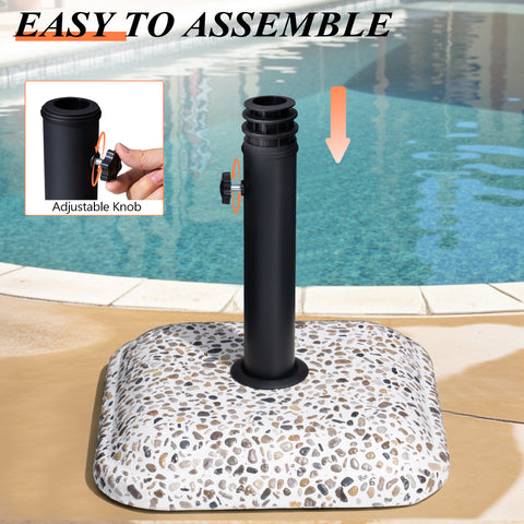 Pellebant 45lbs Heavy Duty Cobble Cement Patio Umbrella Base