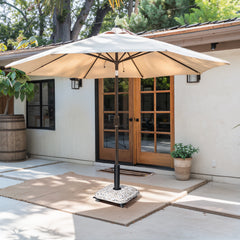 Pellebant 45lbs Heavy Duty Cobble Cement Patio Umbrella Base with Wheels