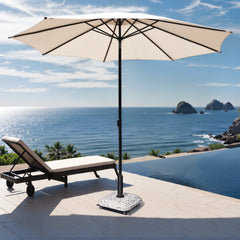 Pellebant 45lbs Heavy Duty Cobble Cement Patio Umbrella Base with Wheels