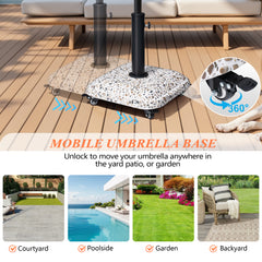 Pellebant 45lbs Heavy Duty Cobble Cement Patio Umbrella Base with Wheels