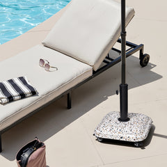 Pellebant 45lbs Heavy Duty Cobble Cement Patio Umbrella Base with Wheels