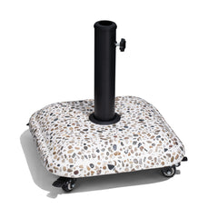 Pellebant 45lbs Heavy Duty Cobble Cement Patio Umbrella Base with Wheels