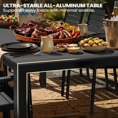 Aluminum Outdoor Patio Dining Table with Umbrella Hole