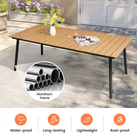 Pellebant 82 in. Outdoor Patio Dining Table with Wood-Like Top and Aluminum Frame