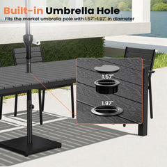 Aluminum Outdoor Patio Dining Table with Umbrella Hole