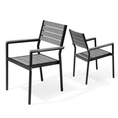 Aluminum Stackable Outdoor Dining Chairs with Armrests, Set of 2