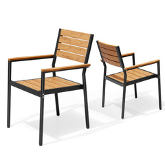 Aluminum Stackable Outdoor Dining Chairs with Armrests, Set of 2