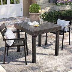 Gray Aluminum Stackable Outdoor Dining Chairs with Armrests, Set of 2