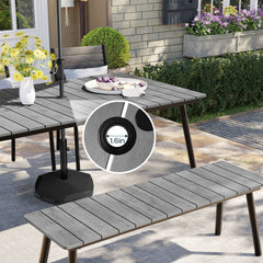 Rectangular Aluminum Outdoor Patio Dining Table with Umbrella Hole