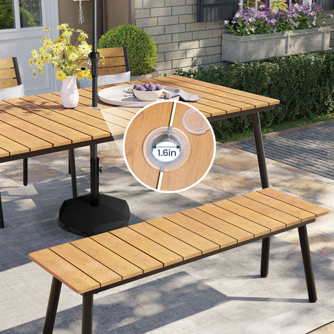 Pellebant 82 in. Outdoor Patio Dining Table with Wood-Like Top and Aluminum Frame
