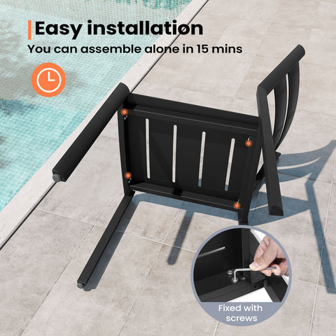 Pellebant Aluminum Stackable Outdoor Dining Chairs