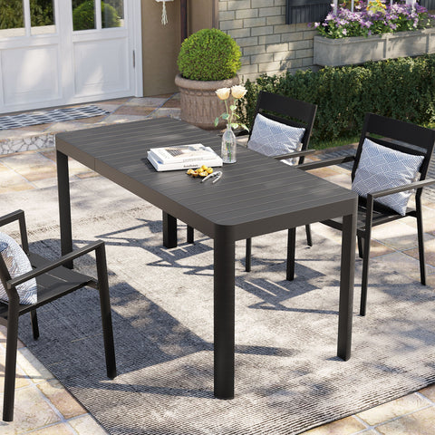 Pellebant 46–64 in. x 28 in. Aluminum Rectangular Outdoor Patio Expandable Dining Table