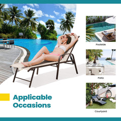 Aluminum Outdoor Adjustable Chaise Lounge Chairs, Set of 2