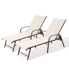 Aluminum Outdoor Adjustable Chaise Lounge Chairs, Set of 2
