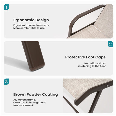 Pellebant Aluminum Outdoor Adjustable Chaise Lounge Chair Set of 2