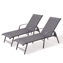 Aluminum Outdoor Adjustable Chaise Lounge Chairs, Set of 2