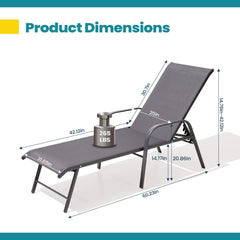 Aluminum Outdoor Adjustable Chaise Lounge Chairs, Set of 2