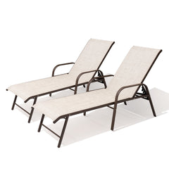 Aluminum Outdoor Adjustable Chaise Lounge Chairs, Set of 2