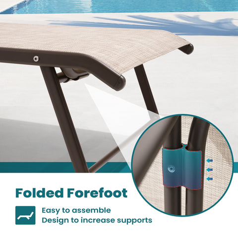 Pellebant Aluminum Outdoor Adjustable Chaise Lounge Chair Set of 2