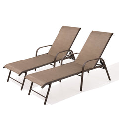 Aluminum Outdoor Adjustable Chaise Lounge Chairs, Set of 2