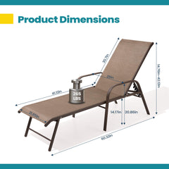 Aluminum Outdoor Adjustable Chaise Lounge Chairs, Set of 2