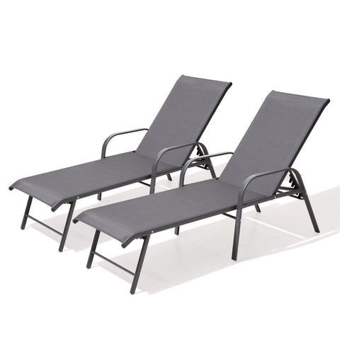 Pellebant Aluminum Outdoor Adjustable Chaise Lounge Chair Set of 2
