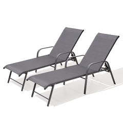 Aluminum Outdoor Adjustable Chaise Lounge Chairs, Set of 2