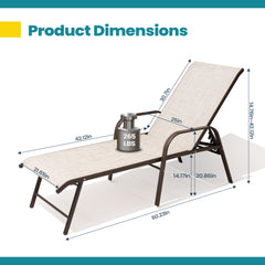 Aluminum Outdoor Adjustable Chaise Lounge Chairs, Set of 2