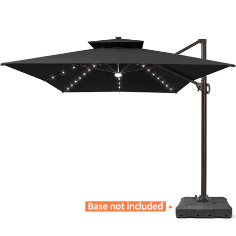 Pellebant 10x13ft Aluminum Crank Cantilever Patio Umbrella with Lights